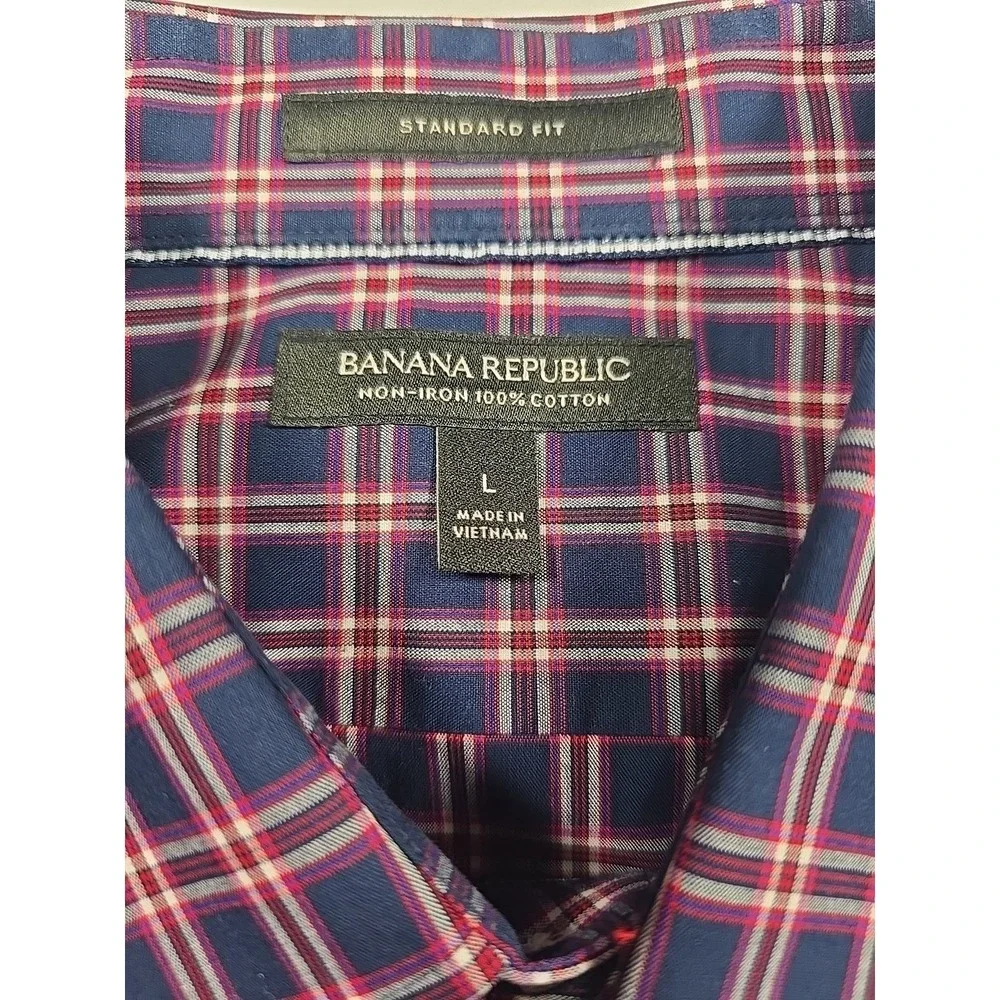 Banana Republic Plaid Button Down‎ Shirt Large Old Money Preppy Men's
